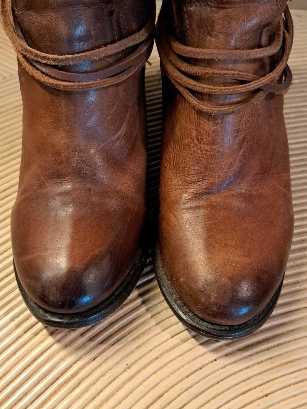 Freebird by Steven Cognac Coal Knee-High Laced Heeled Boots 10 - Picture 9 of 10